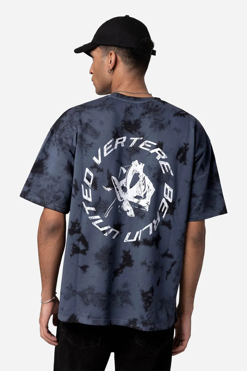 Темно-синя футболка DISTRESSED ROSE NAVY (унісекс) 5