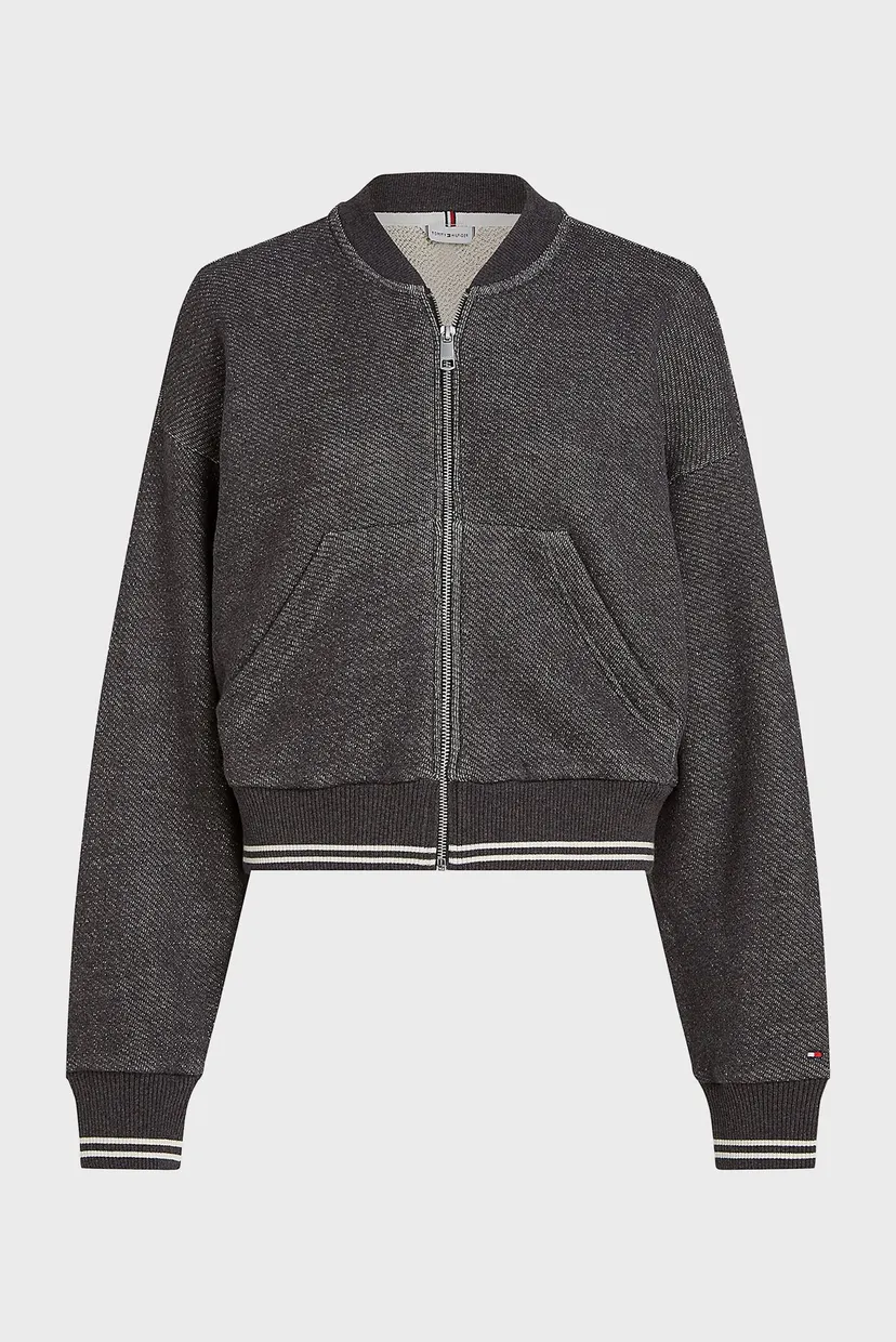 Жіноча темно-сіра спортивна кофта CROP VARSITY ZIPUP 6