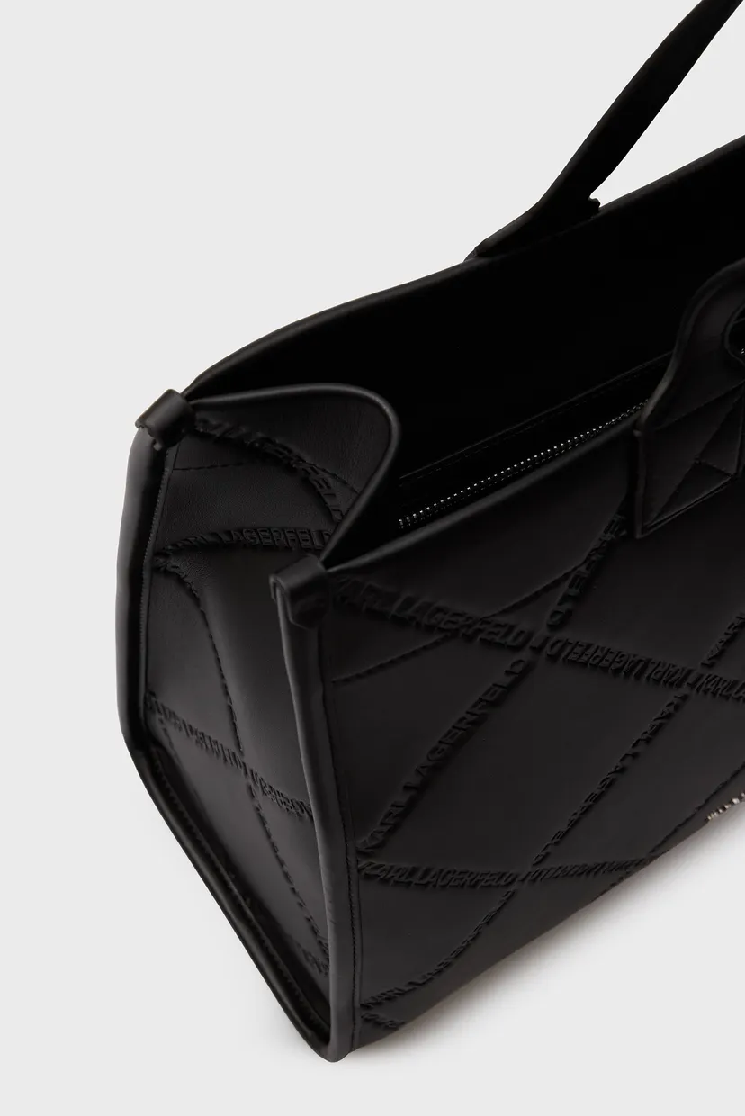 Женская черная сумка с узором K SKUARE LG TOTE EMBOSSED 5