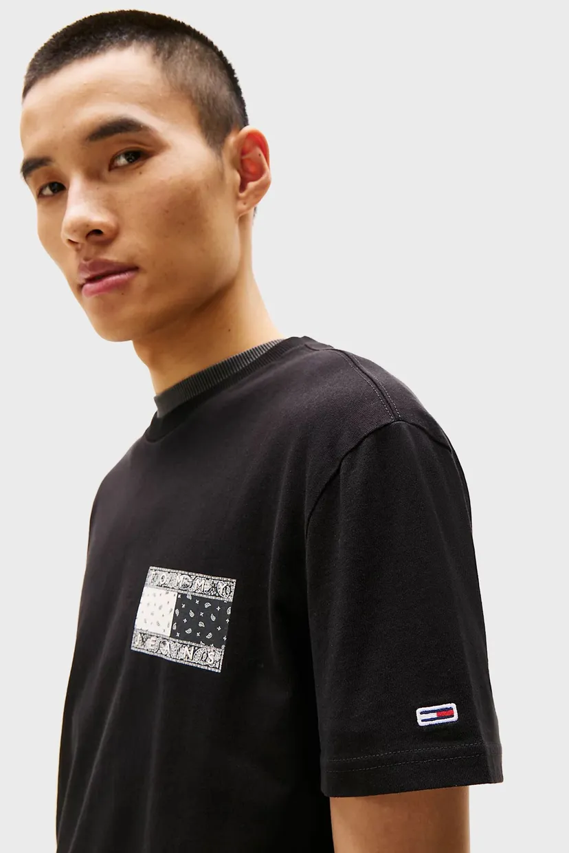 Чоловіча чорна футболка TJM REG PAISLEY FLAG TEE EXT 4