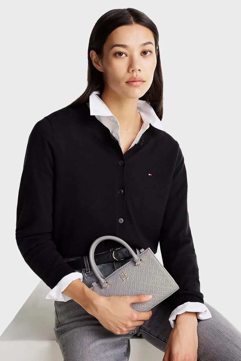 cocoさま専用 Женская серая сумка с узором TH ETERNITY MICRO TOTE MONO Tommy