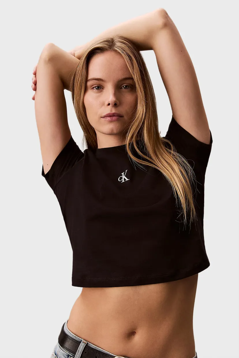 Женская черная футболка LOGO CROPPED 4