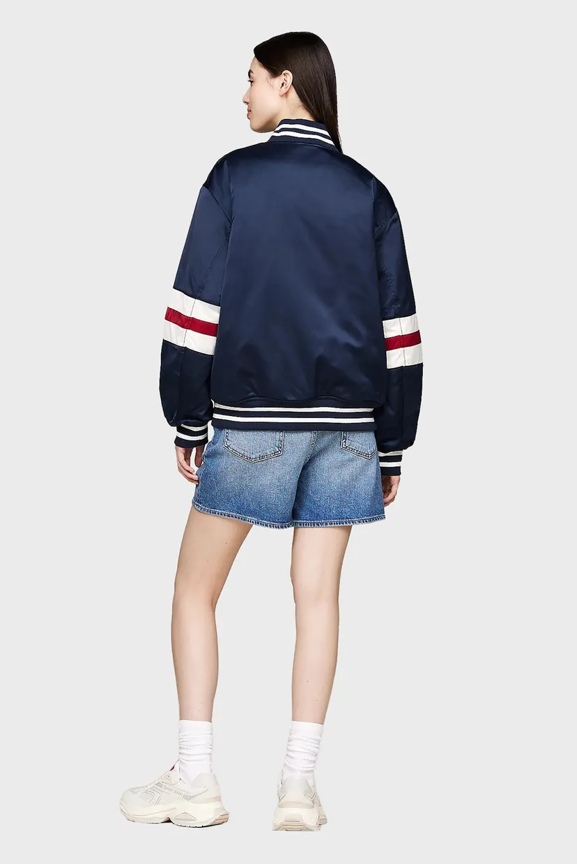 Жіночий темно-синій бомбер TJW LETTERMAN SATIN BOMBER 3