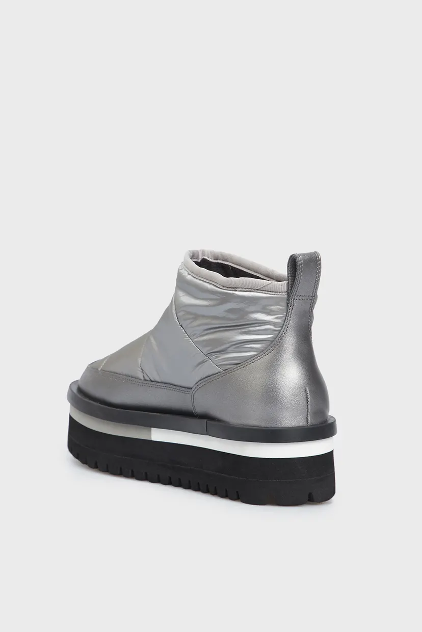 Женские серебристые дутики TJW NYLON FLATFORM BOOT WL 4