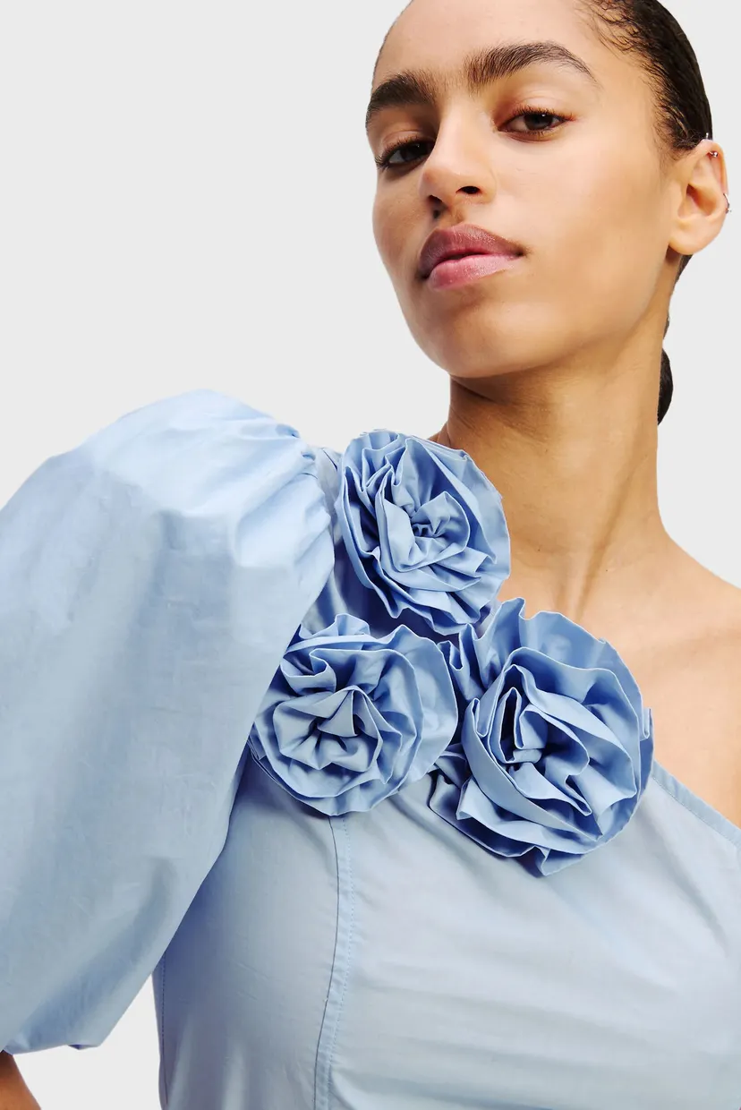 Жіноча блакитна блуза FLOWER ONE SHOULDER BLOUSE 4