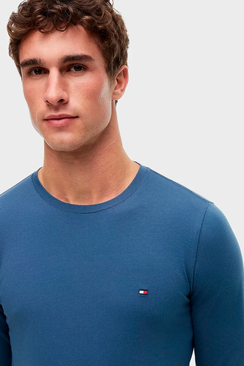 Мужской синий лонгслив STRETCH SLIM 4