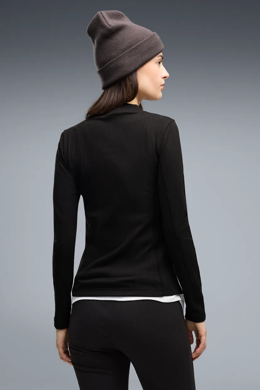 Женский черный лонгслив HER Slim Rib Long Sleeve Tee Women 3