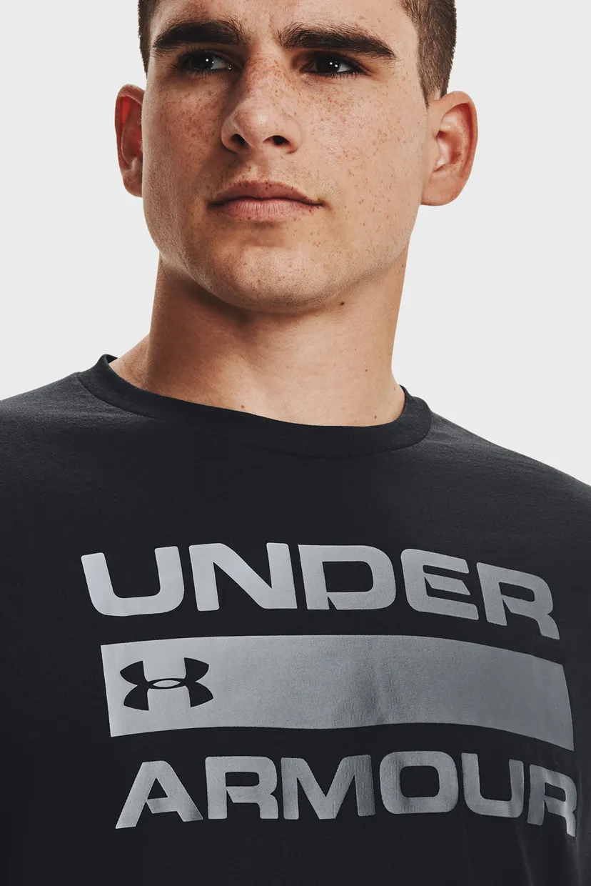 Мужская черная футболка UA TEAM ISSUE WORDMARK SS 4