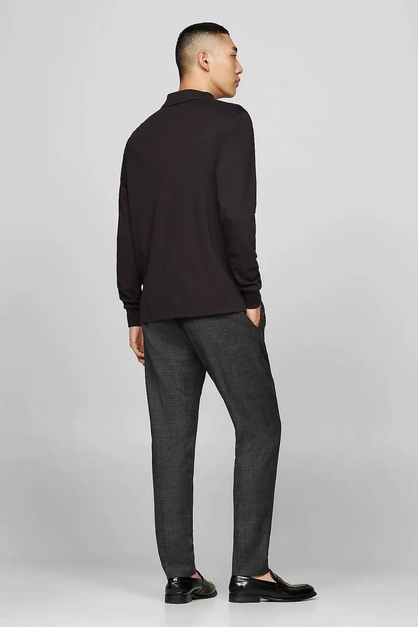 Чоловіче чорне поло L/S LIQUID COTTON REG POLO 3