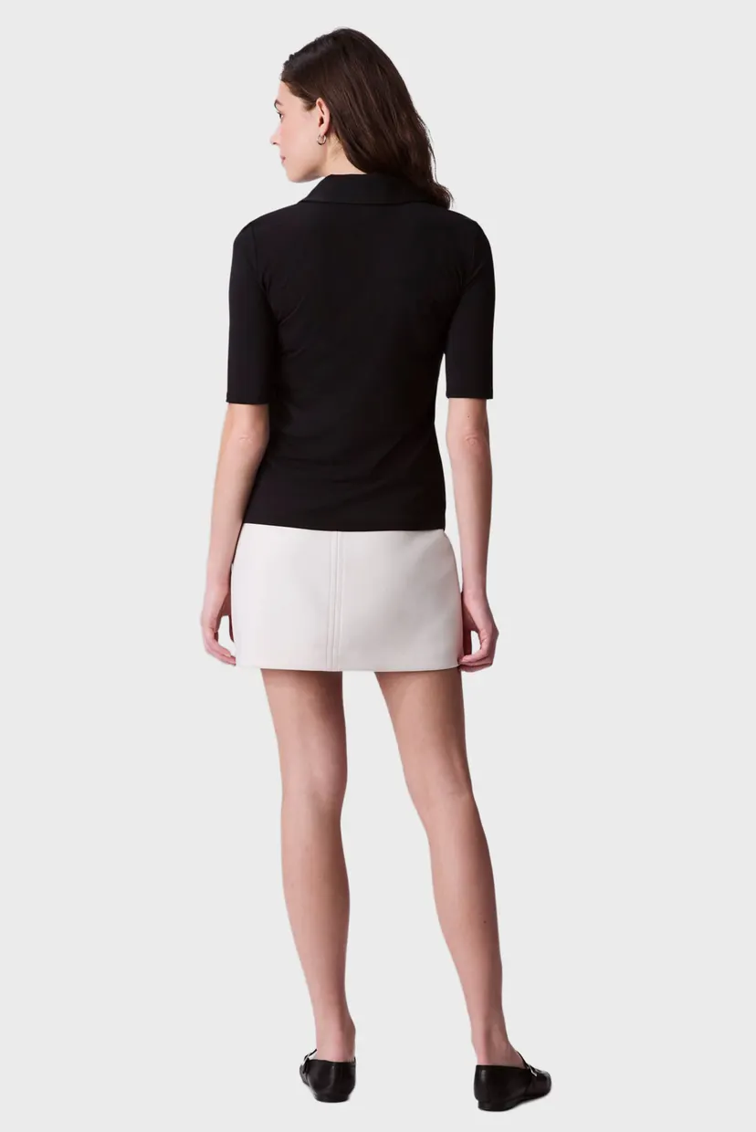 Женское черное поло HS CREPE JERSEY POLO 4