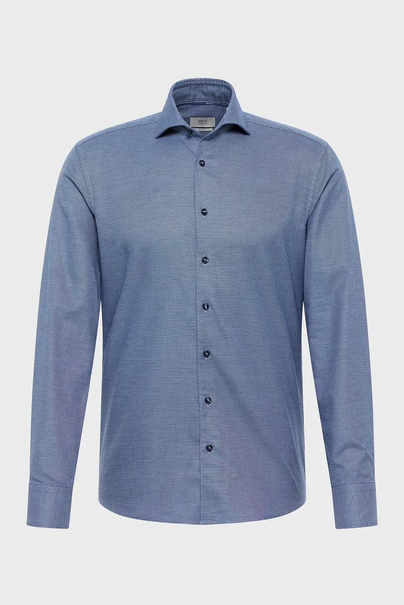 Мужская темно-синяя рубашка с узором SLIM FIT 6