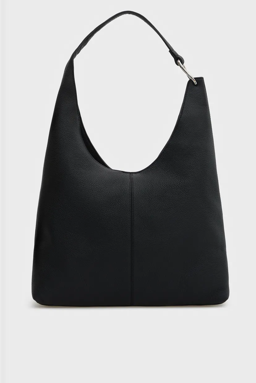 Женская черная кожаная сумка SLOUCHY LEATHER MD SHOULDER 4