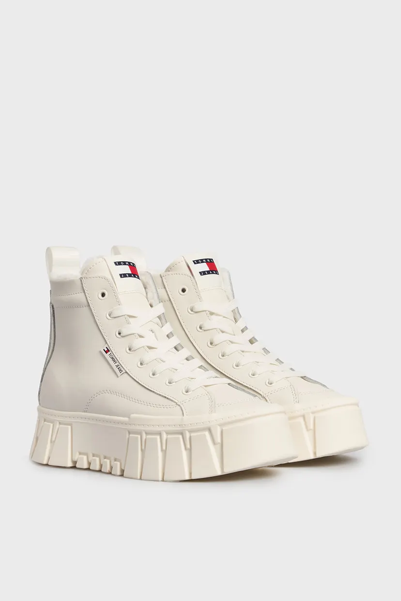 Жіночі білі шкіряні хайтопи JW VULC FLATFORM 3