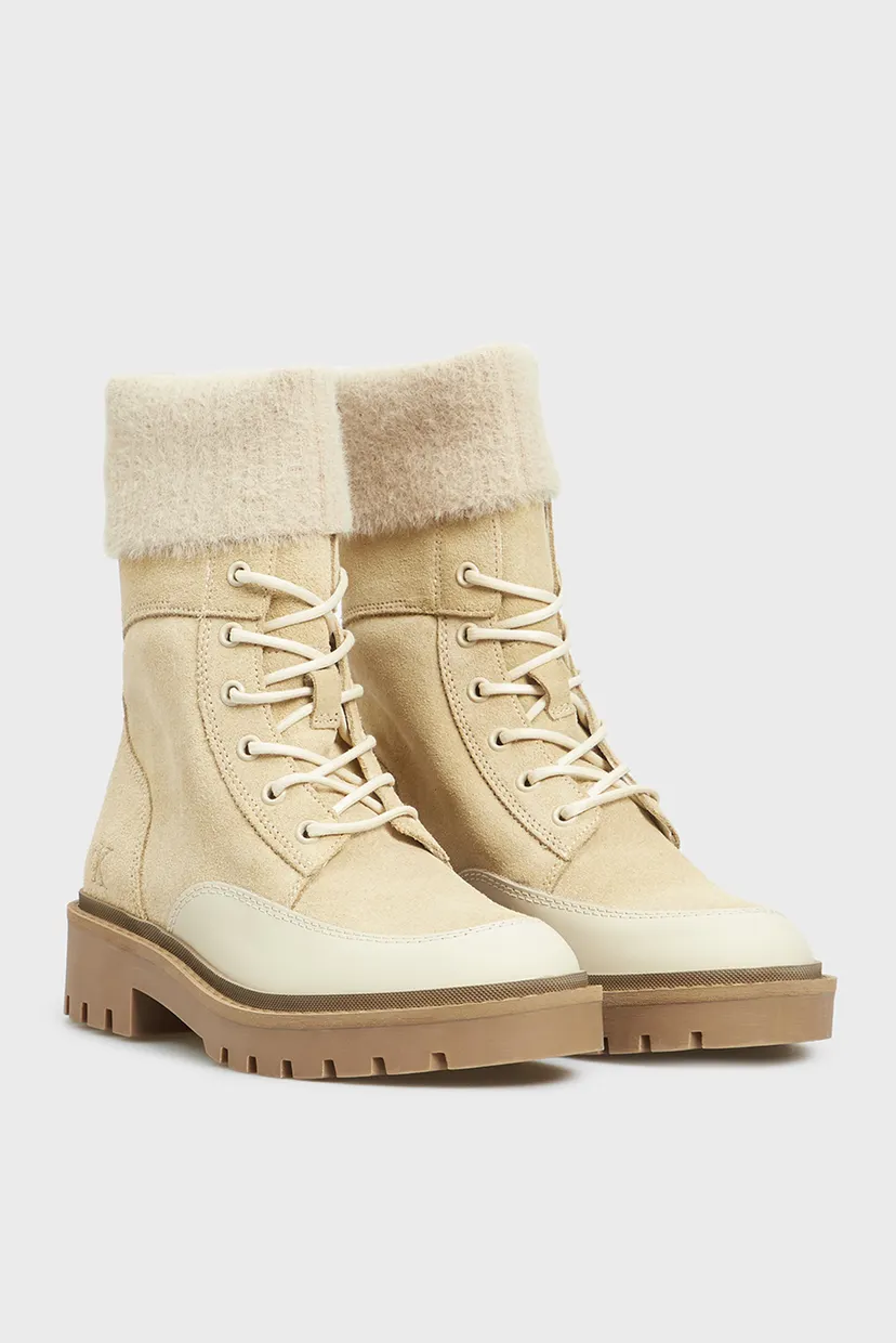 Жіночі бежеві замшеві черевики COMBAT MID LACE UP BOOT WL 3