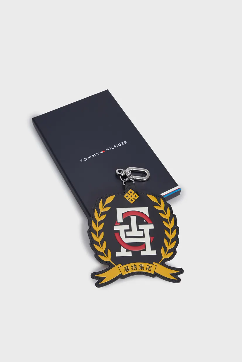 Темно-синий кожаный брелок TH X CLOT CREST CHARM 4