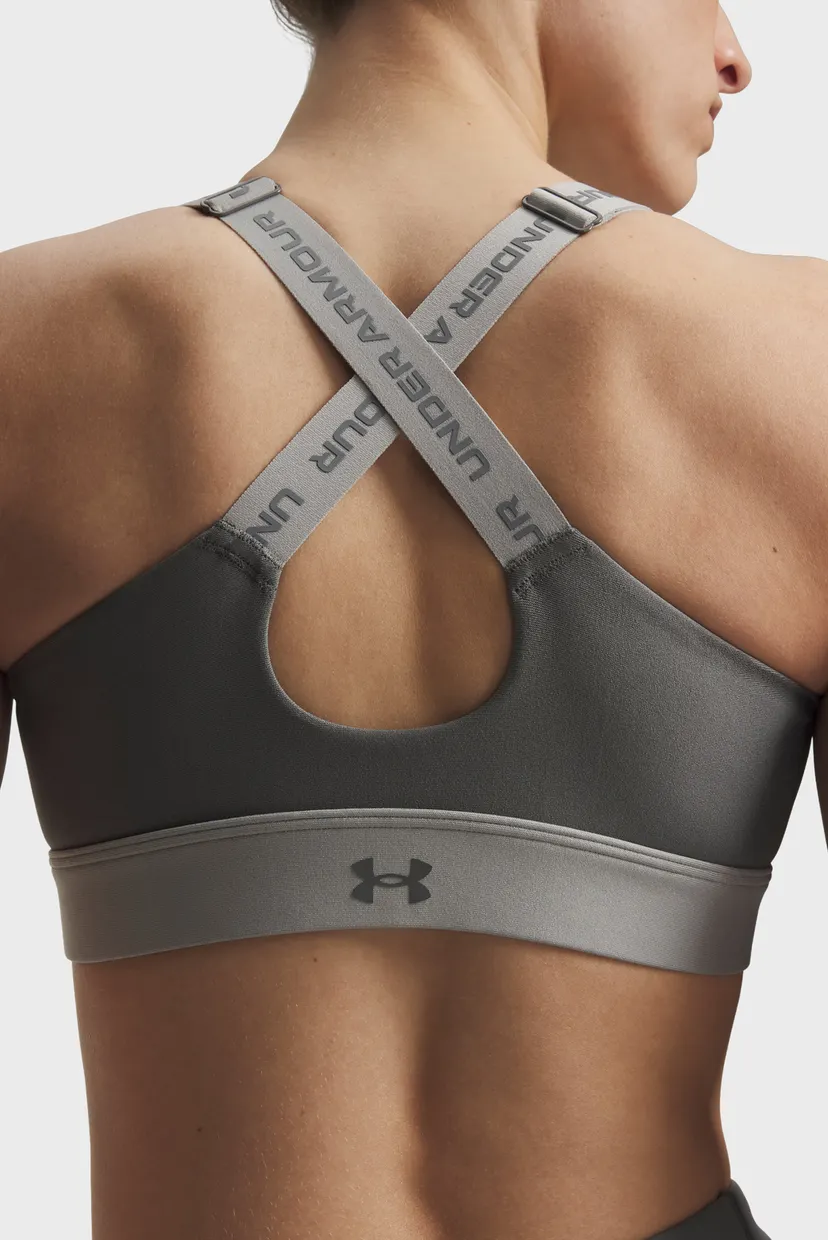 Женский серый топ UA Infinity High Zip 2.0 Bra 5