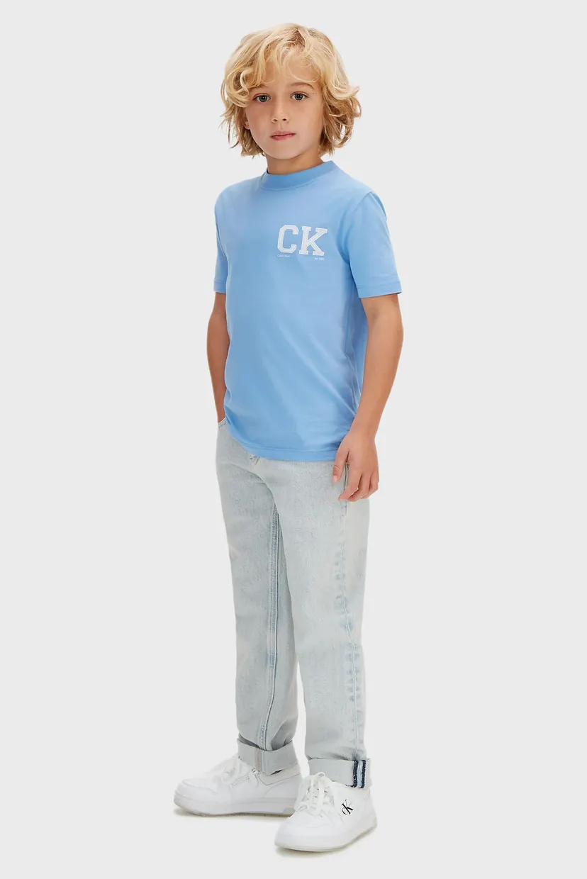 Детская голубая футболка CHEST LOGO 4