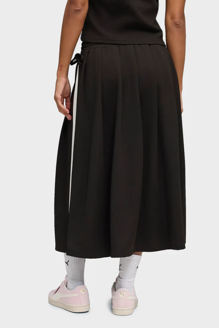 Жіноча чорна спідниця T7 Midi Pleated Skirt Women 3