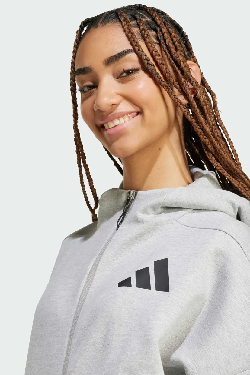 Женское светло-серое худи adidas Z.N.E. Full-Zip 4