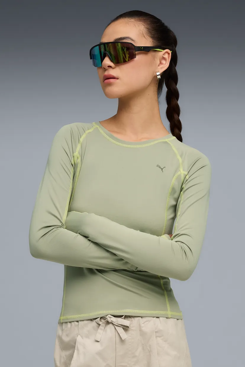 Женский оливковый лонгслив YONA Tight Long Sleeve Top Women PUMA