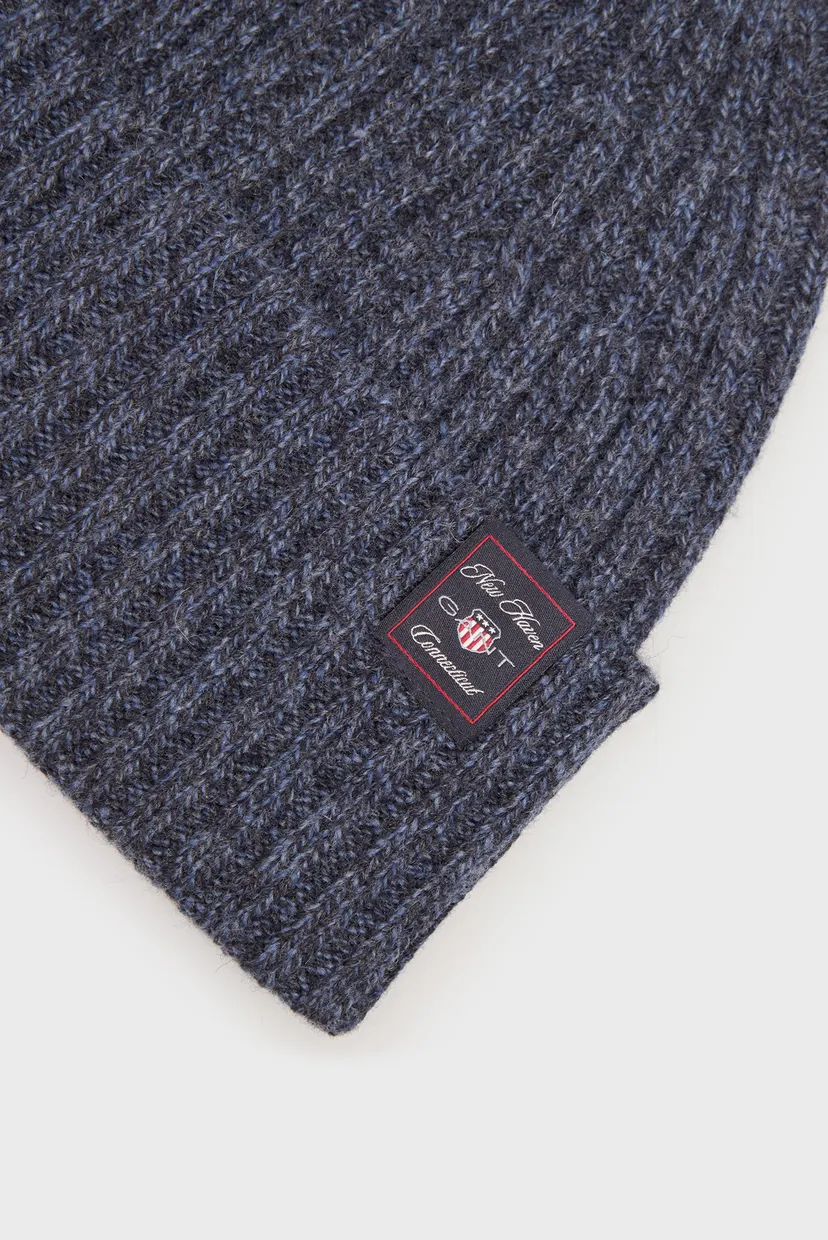 Чоловіча синя вовняна шапка WOOL BLEND MOULINE BEANIE 4
