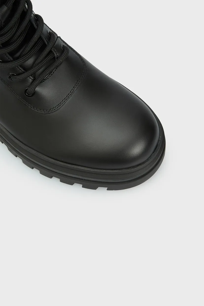 Чоловічі чорні шкіряні черевики LUGGED LACE ZIP BOOT 4