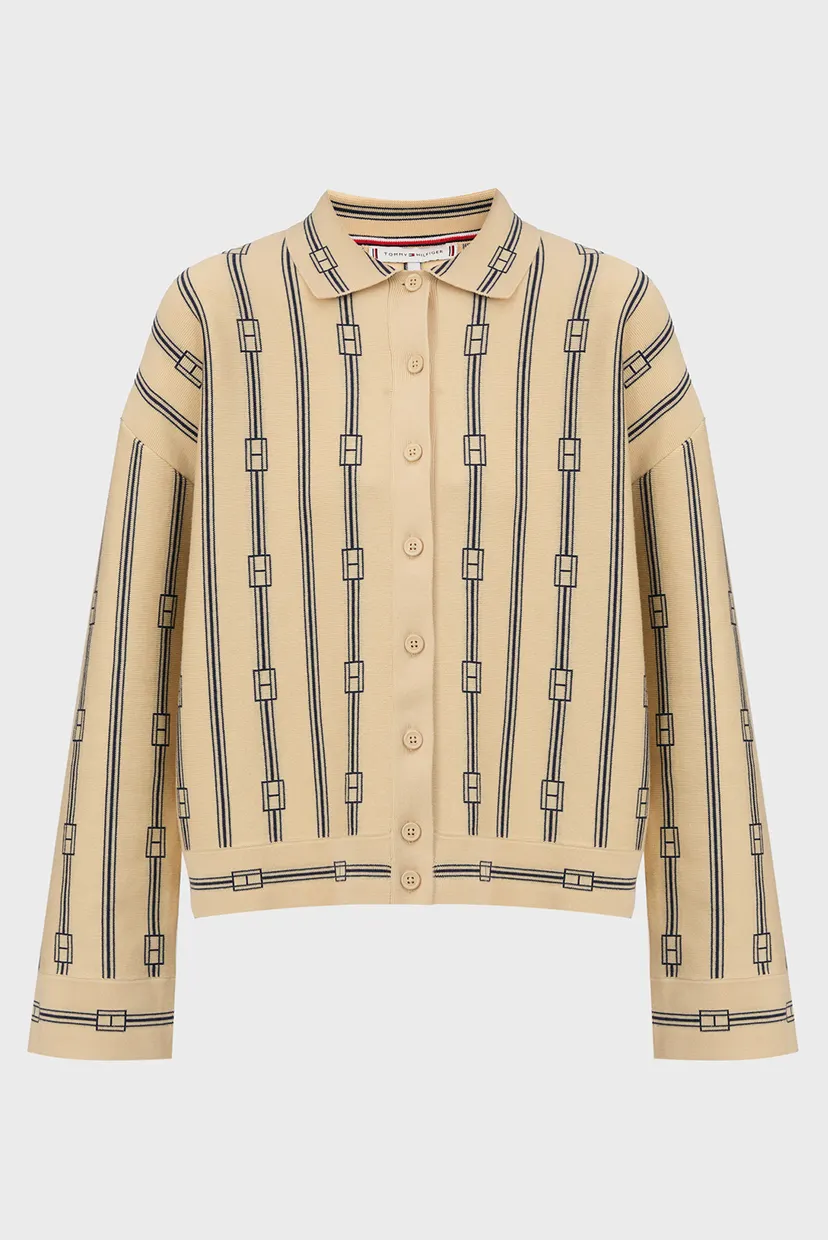 Женский бежевый кардиган с узором GRAPHIC FLAG RLX POLO CARDI LS 6