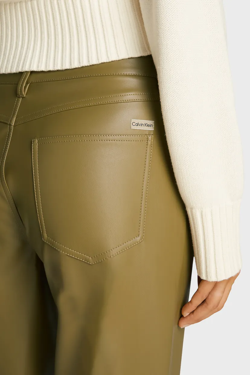 Жіночі оливкові брюки FAUX LEATHER RELAXED PANT 4