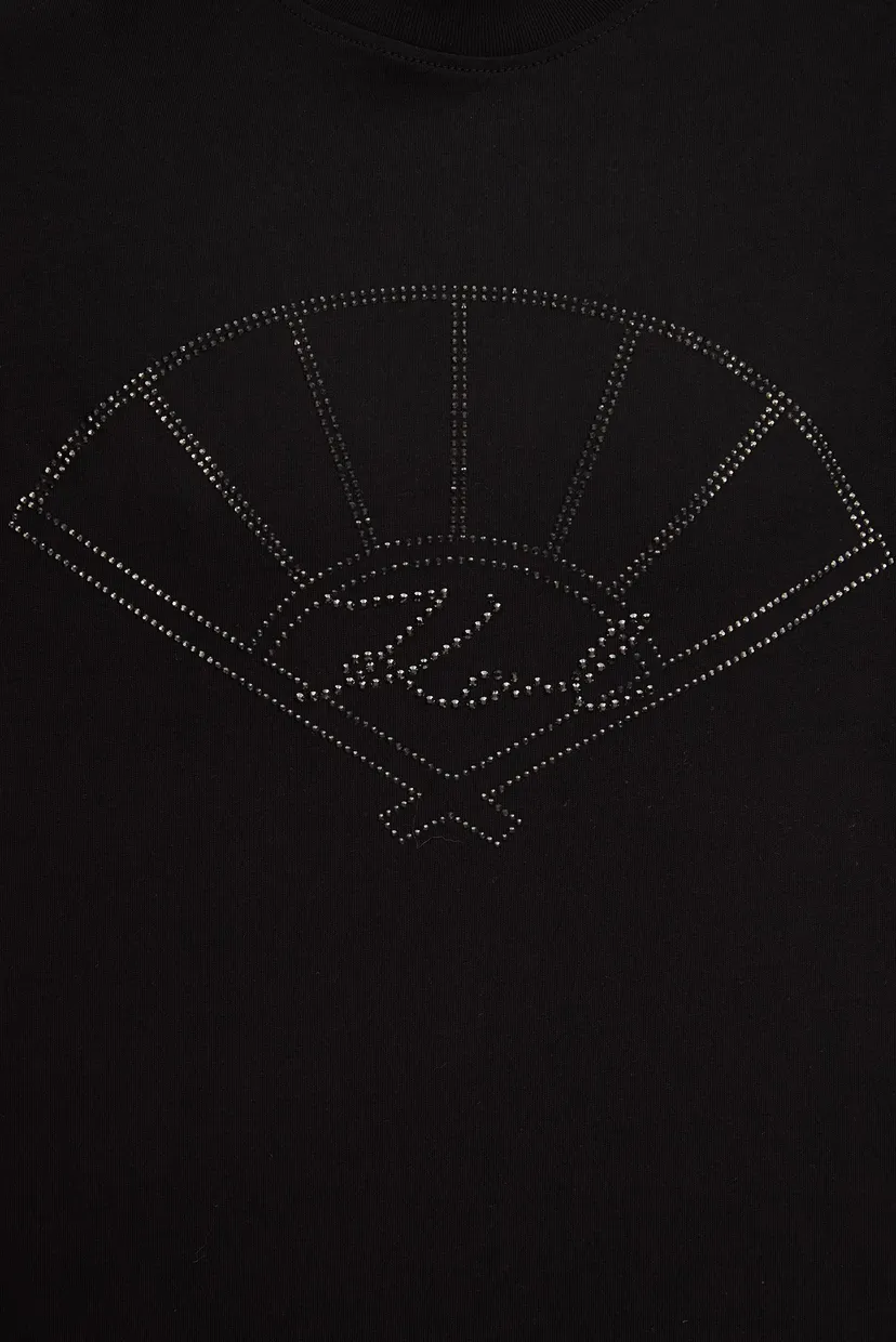 Женская черная футболка FAN RHINESTONE T-SHIRT 3