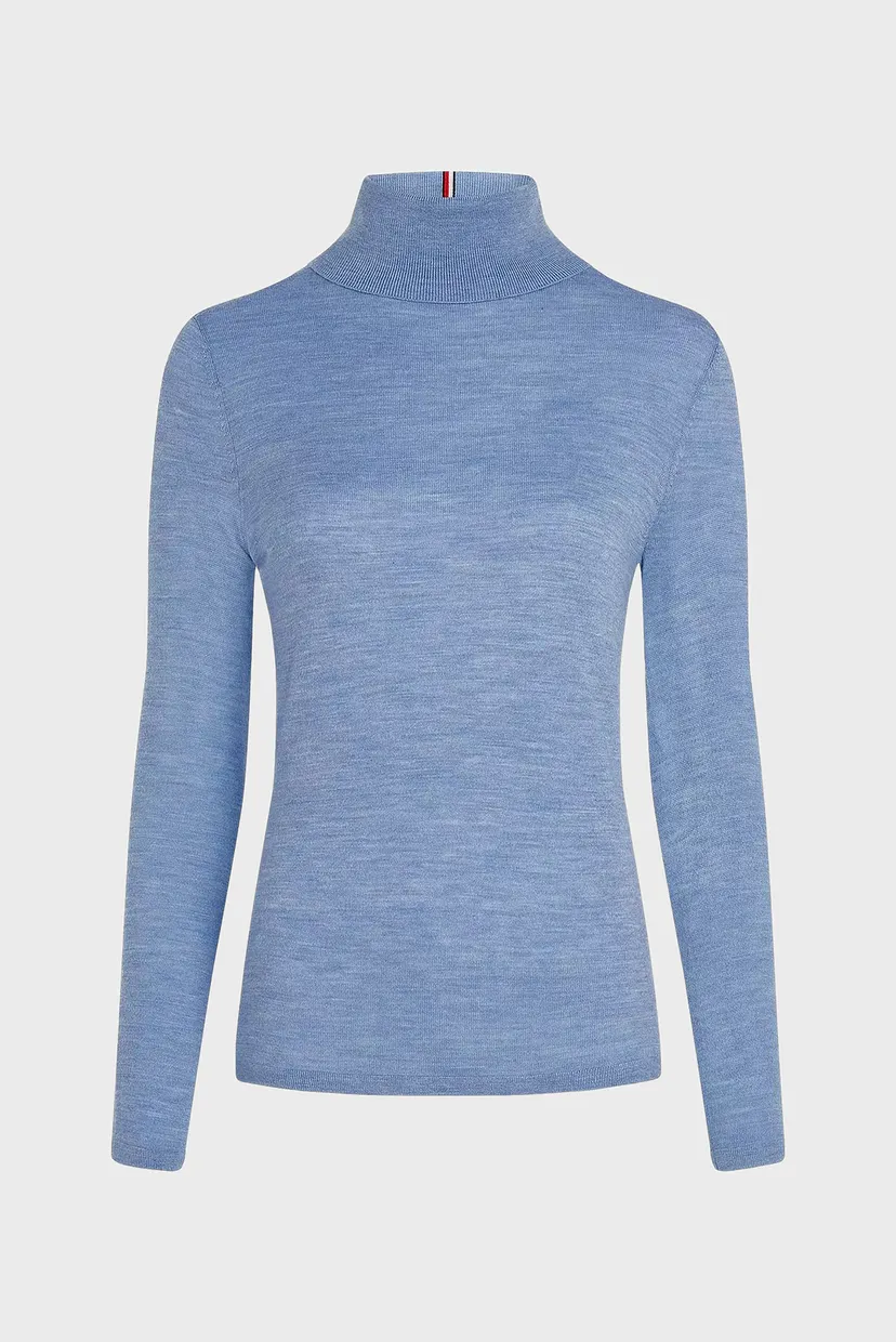 Женский голубой шерстяной гольф MERINO ROLL-NK LS 5