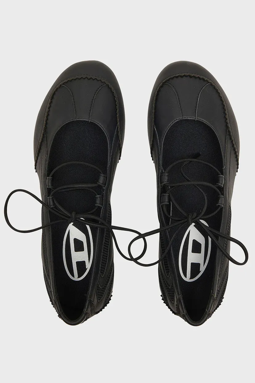 Жіночі чорні шкіряні балетки D-MILE BALLERINA LACE UP W BALLERINA 3