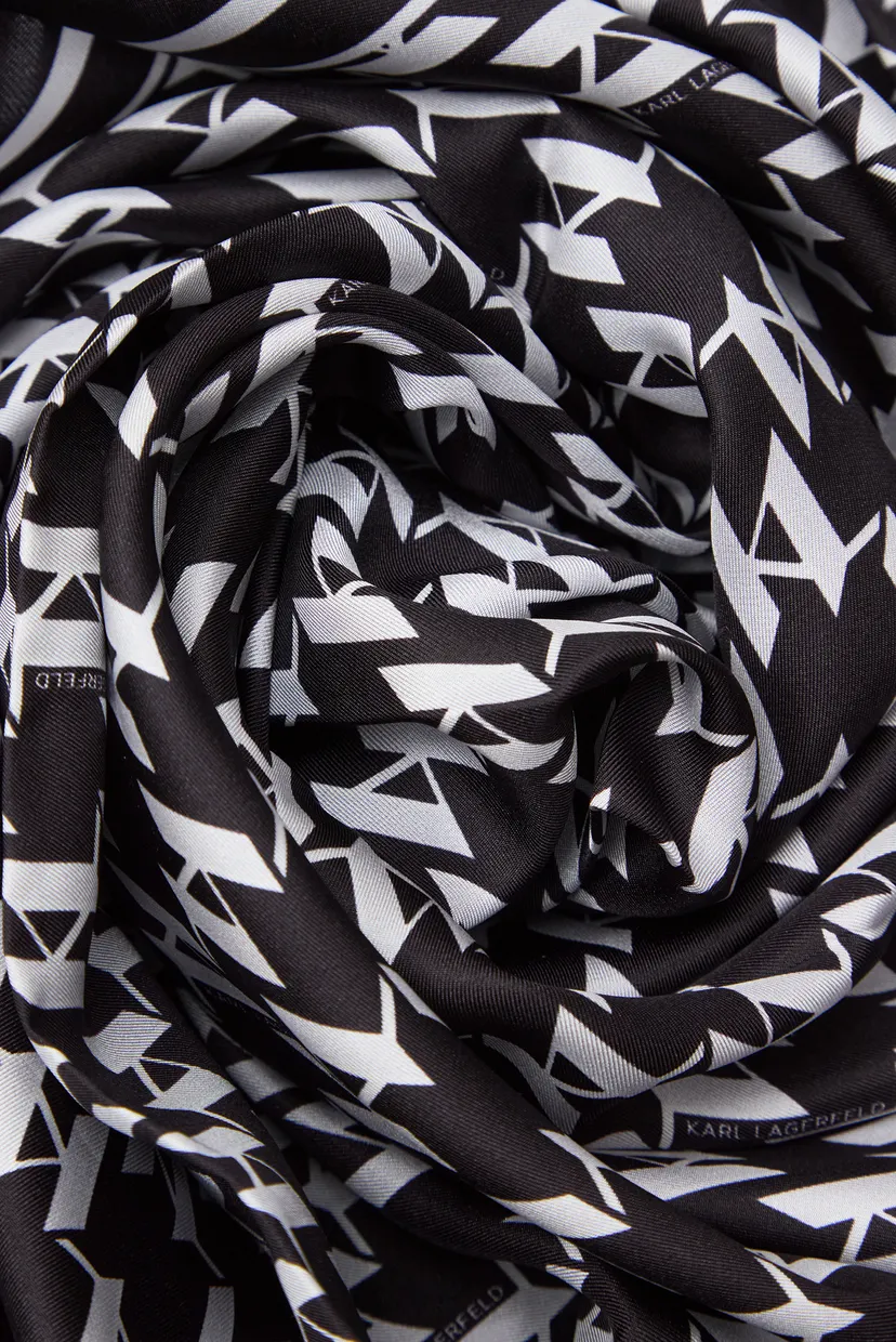 Жіноча чорна шовкова хустка з візерунком K MONOGRAM SILK SCARF 4