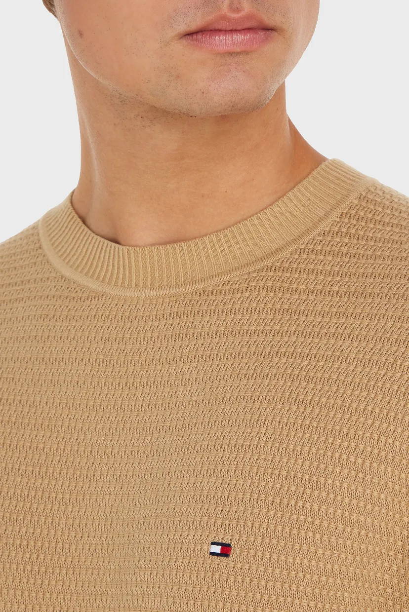 Чоловічий бежевий джемпер INTERLACED STRUCTURE CREW NECK 3