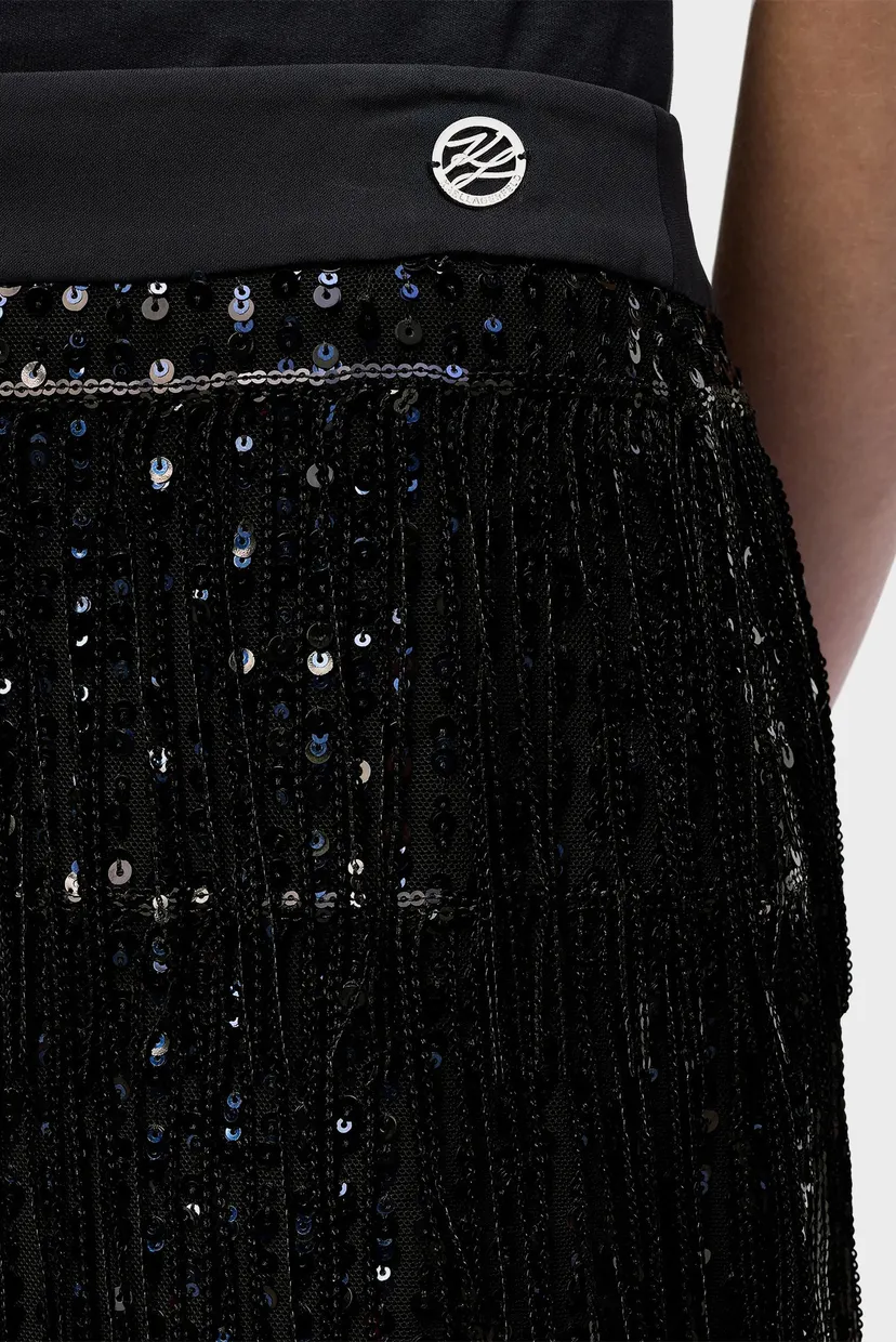 Женская черная юбка sequins fringe 4