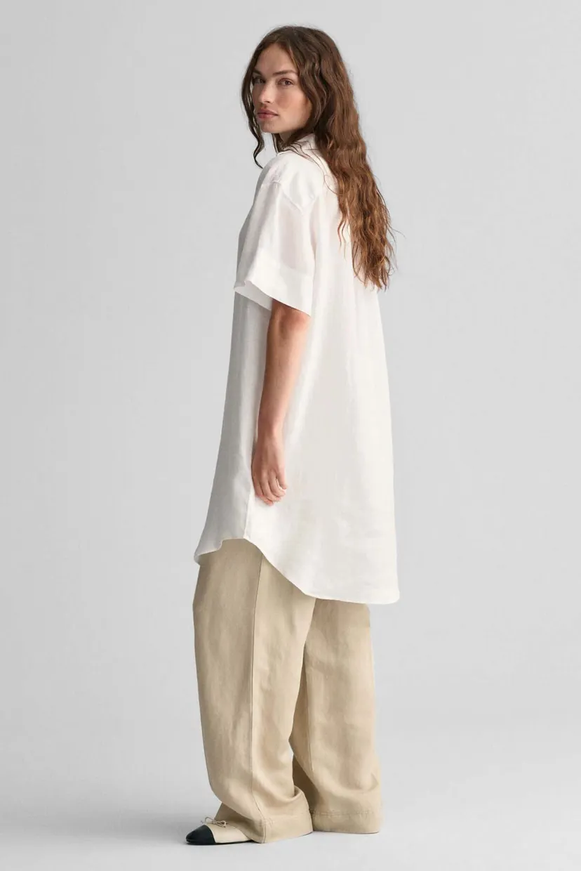 Женское белое льняное платье REL SS LINEN CAFTAN 3