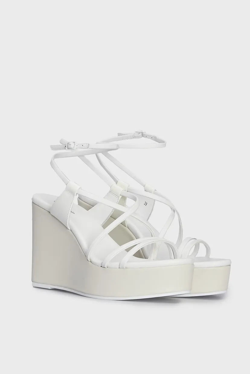 Женские белые кожаные босоножки WEDGE SANDAL 70 LTH 3