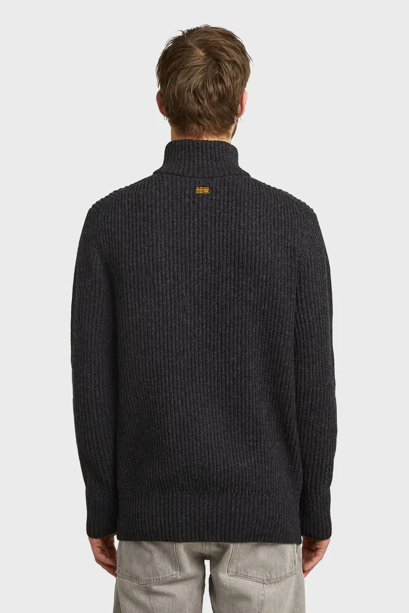 Мужская темно-серая шерстяная кофта Essential half zip knit 3