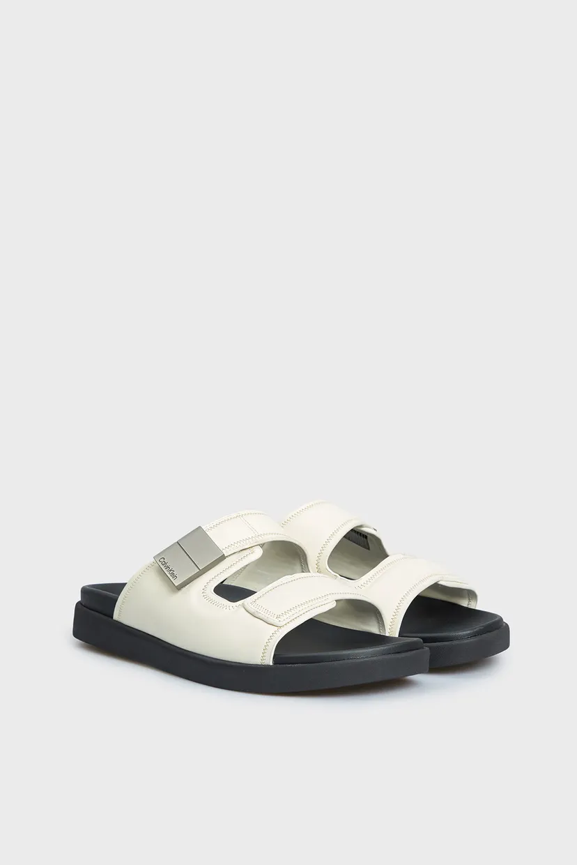 Чоловічі білі шкіряні слайдери DOUBLE STRAP SANDAL 3