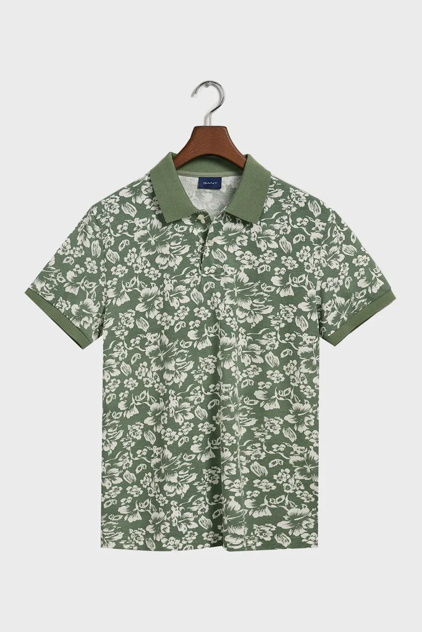 Чоловіче зелене поло з візерунком FLORAL PRINT SS PIQUE 5