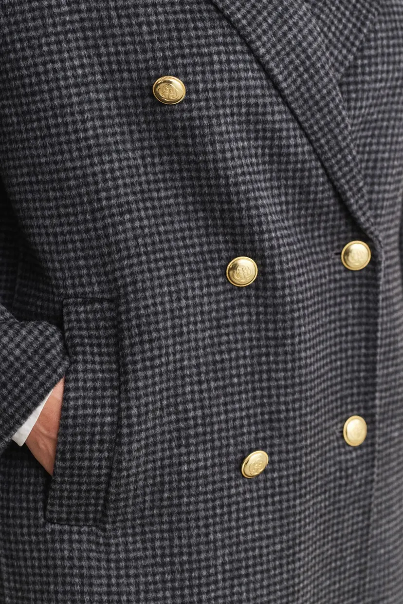 Женское серое шерстяное пальто в клетку CHECKED HANDSTITCHED COAT 5