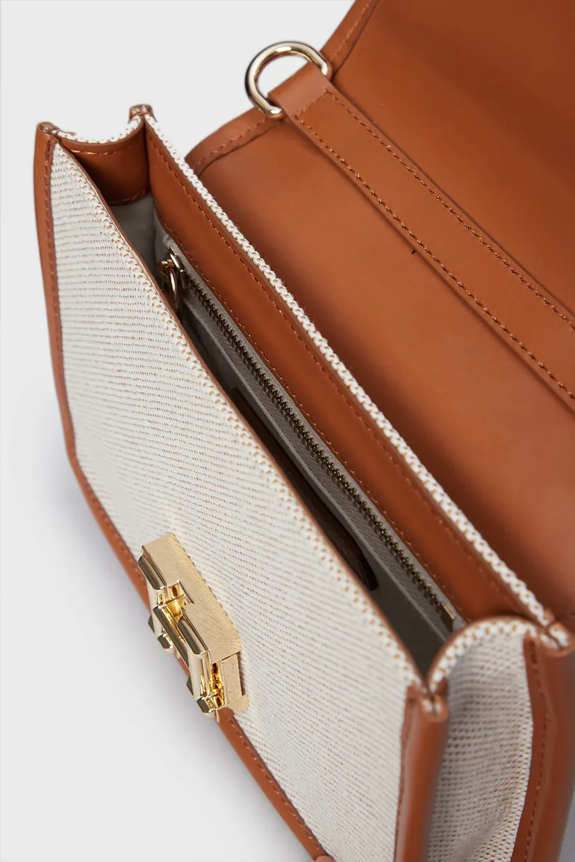 Жіноча бежева сумка TH LOGO LEATHER CROSSOVER CANVAS 5