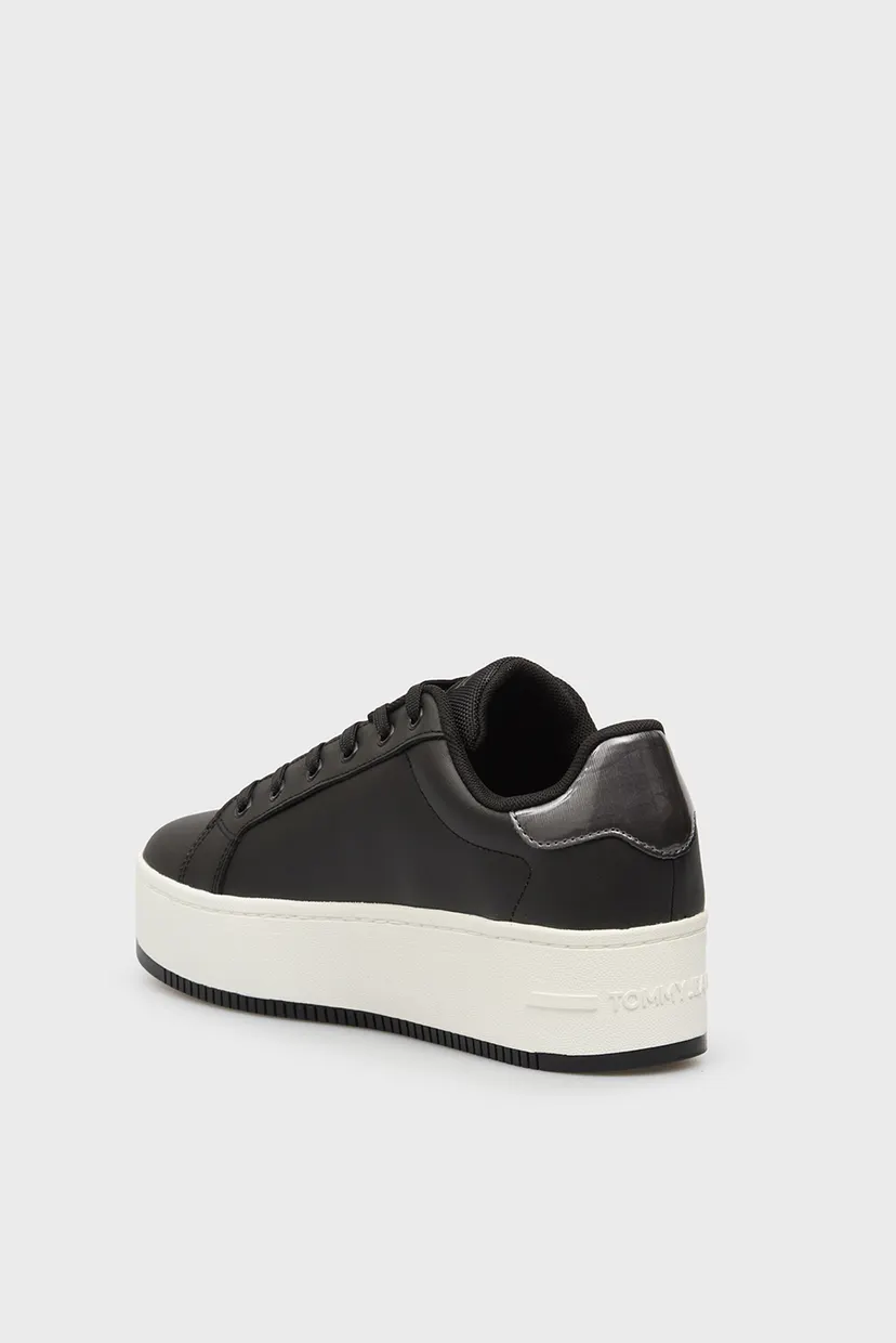Жіночі чорні шкіряні снікерси FLATFORM PEARLIZED 5
