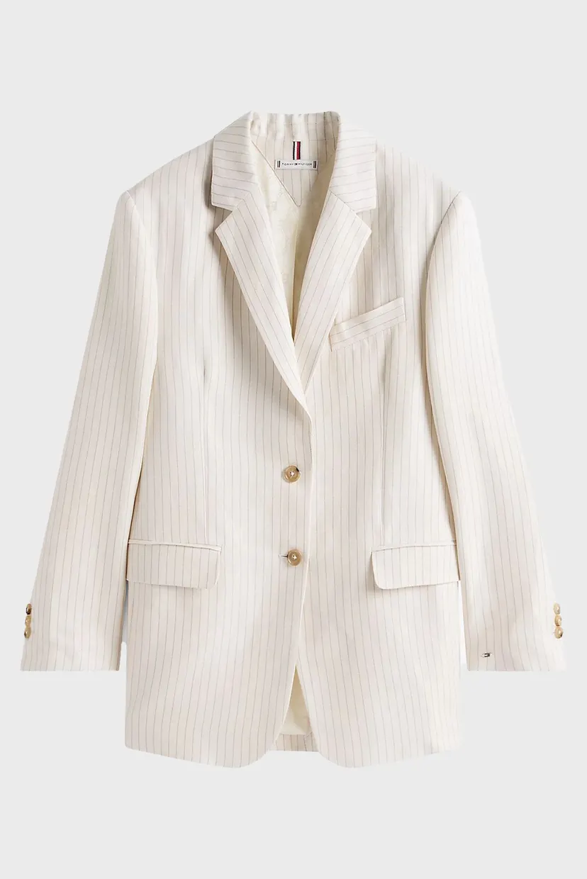 Женский белый жакет в полоску VISCOSE LINEN RELAXED 5