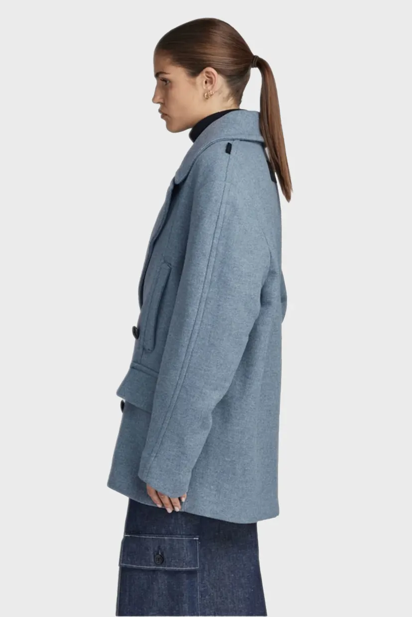 Жіноче синє вовняне пальто Heavy wool Oversized Blazer 3