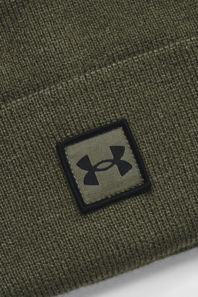 Мужская зеленая шапка UA Halftime Cuff-WHT 3