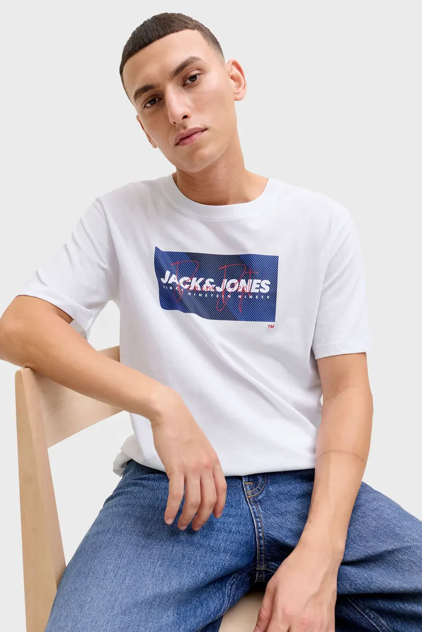 Чоловіча біла футболка JJCOLE PRINT 4