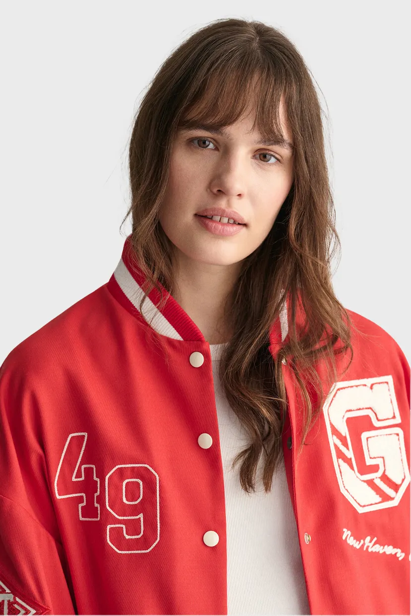 Жіночий червоний бомбер CROPPED VARSITY 4