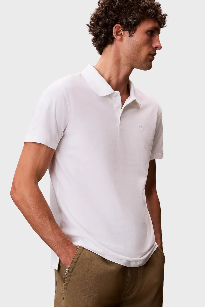 Мужское белое поло SLIM STRETCH 3