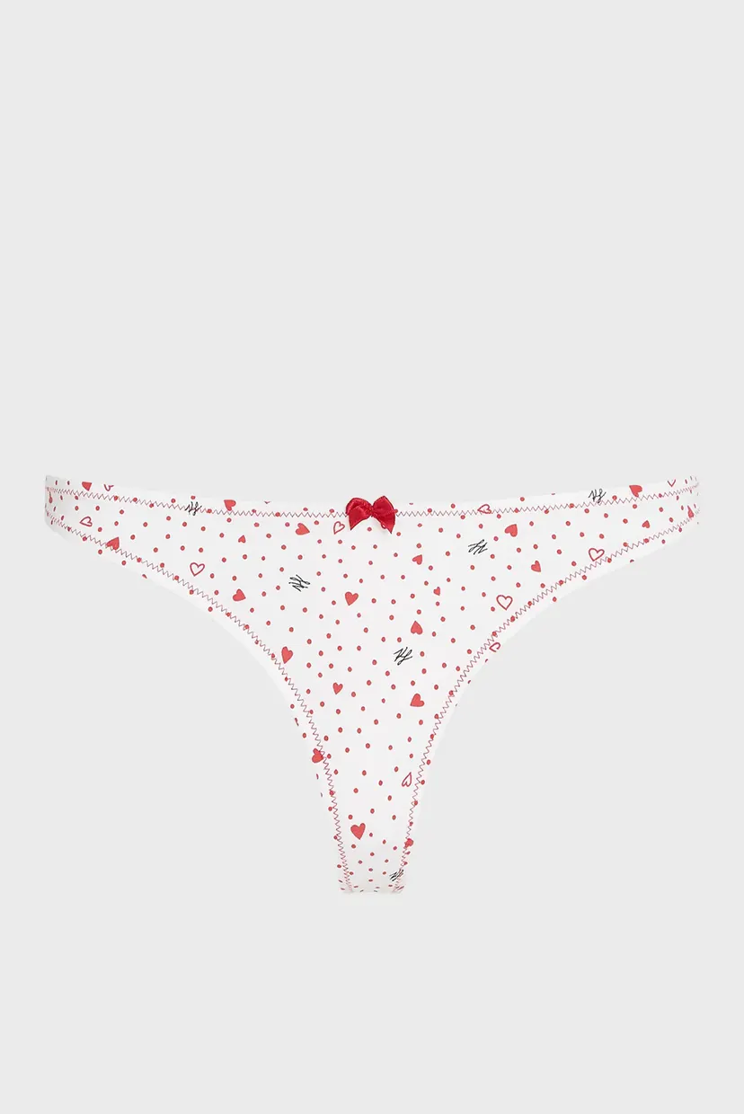 Женские белые трусики с узором KARL HEARTS AOP THONG 5
