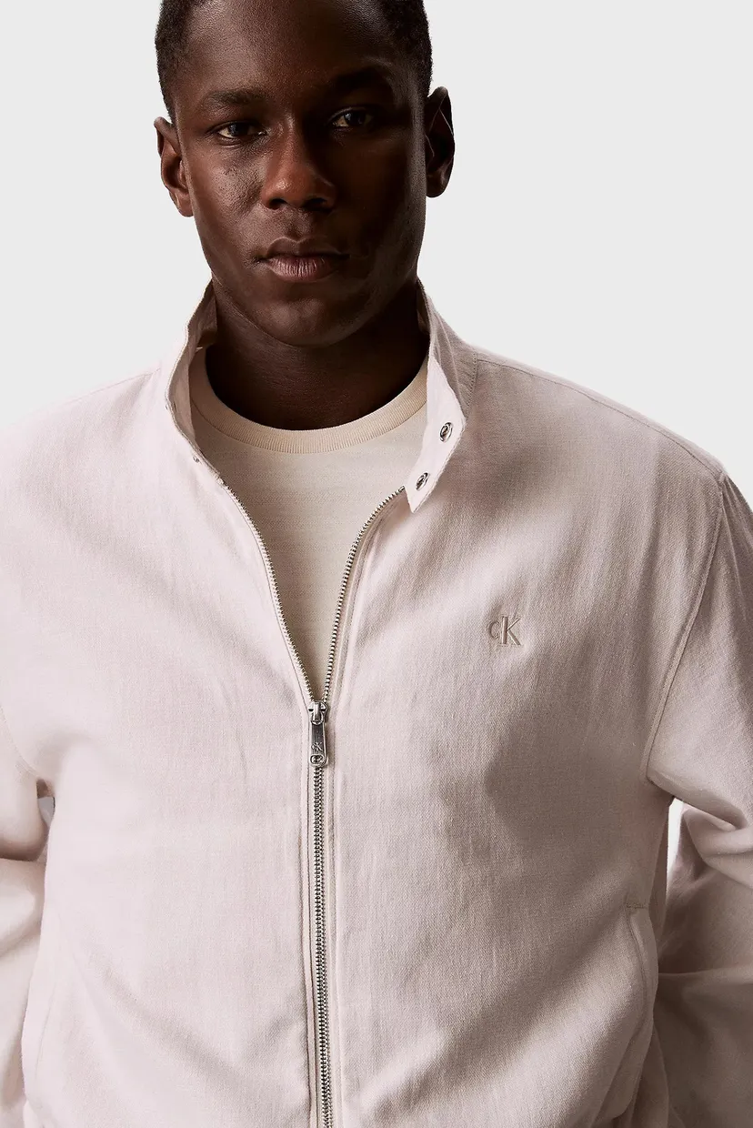 Мужская белая льняная куртка HARRINGTON 5